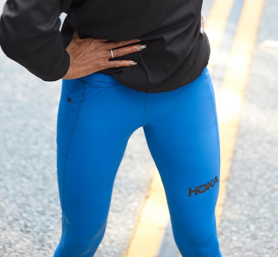 Hoka One One Womens Pants - Performance Crop Tight - Blue - SJOD14053